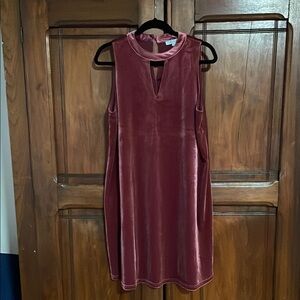Sleeveless Velvet Dress in Deep Rose